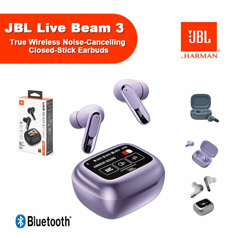 Official Original HK version JBL Live Beam 3 True wireless earbuds LED Touch Screen Bluetooth Headphones Earbuds with mic