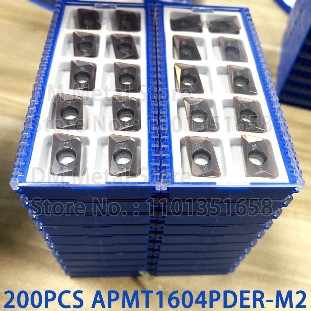 

200PCS APMT1604PDER-M2 Carbide Blade Milling Inserts Tools APMT 1604 M2 CNC Lathe Indexable Milling Turning Cutter Cutting Tools
