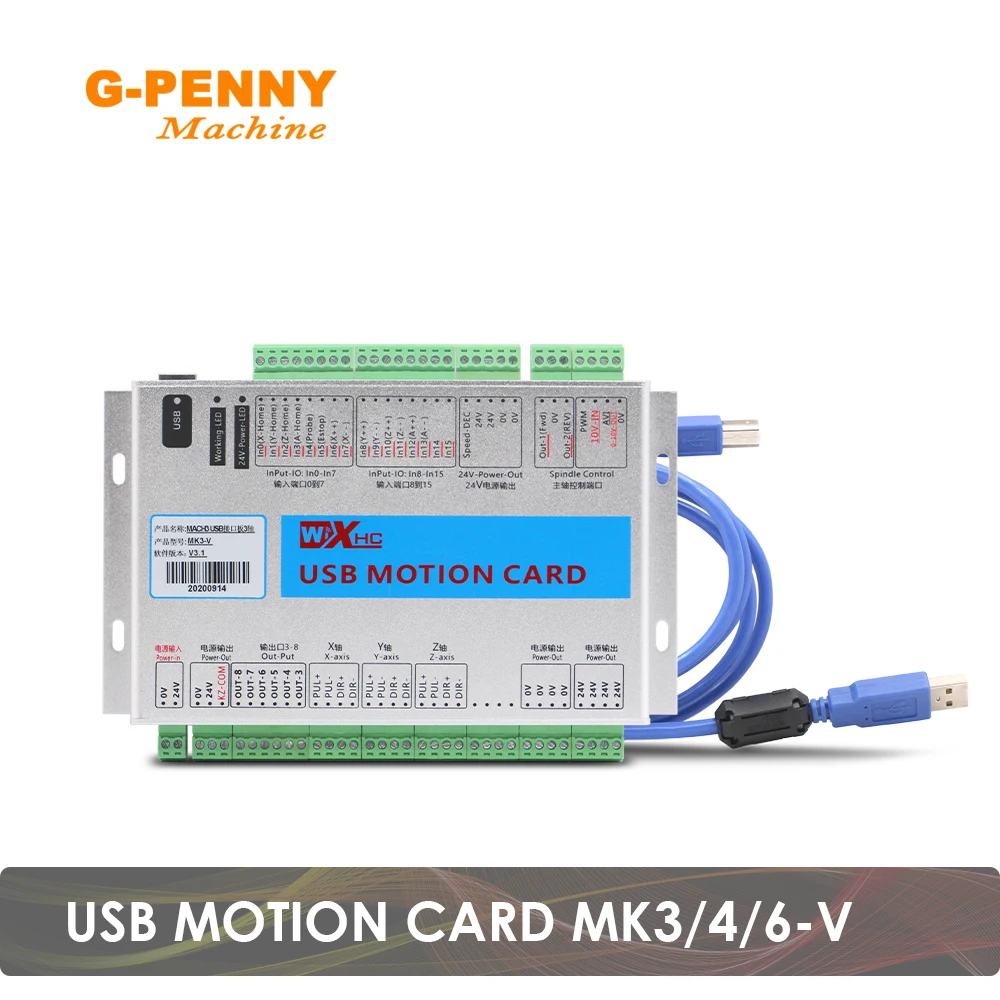 

XHC MKX-V 3/4/6 Axis MACH3 CNC Motion Control Board Frequency 2000KHZ Controller For Engraving Cutting Machine