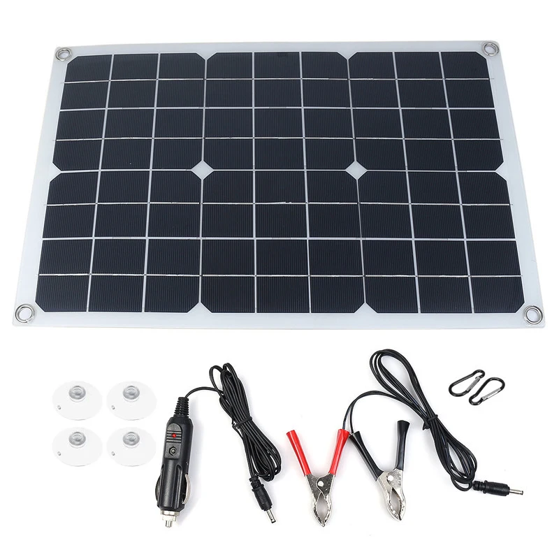 20W 12V Portable Solar Panel Kit With 10A LCD Display Solar Charge