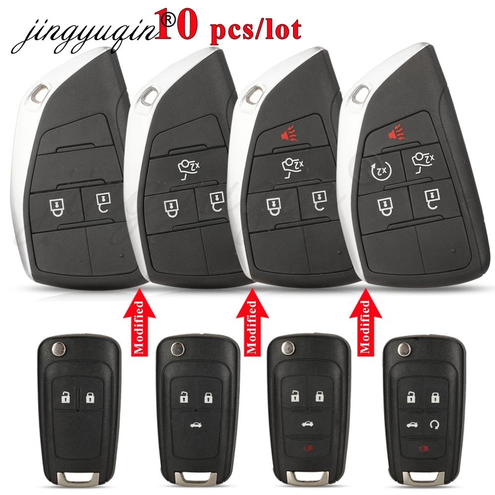 

jingyuqin 10pc Modified Flip Remote Car Key Shell For Chevrolet Cruze Epica Lova Camaro Orlando Trax Impala Equinox Malibu Sonic