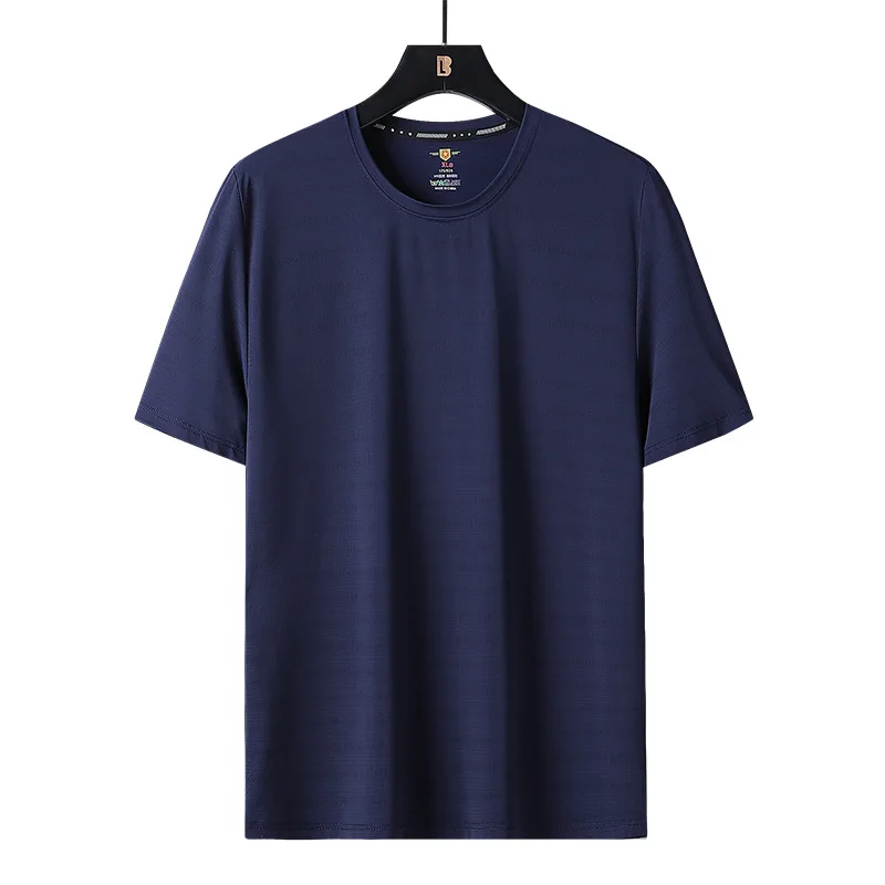 thumbnail image 1 of Camiseta de seda de hielo con texto y logotipo personalizado para hombre y mujer, camisa de cuello redondo de talla grande para parejas, verano gordo 8XL, 2023, 1 of 5