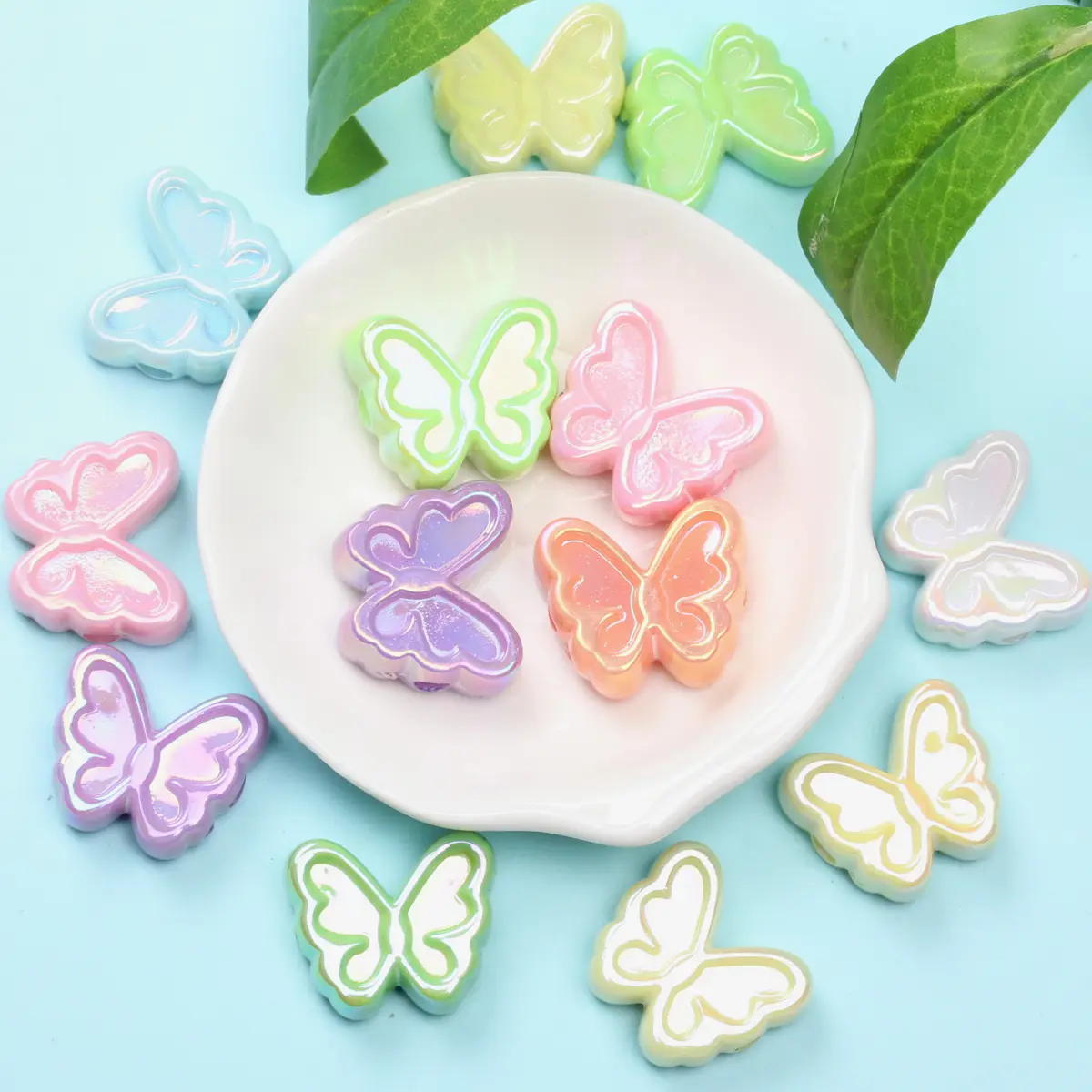 

10 шт., бусины-бабочки для бижутерии, 24 мм