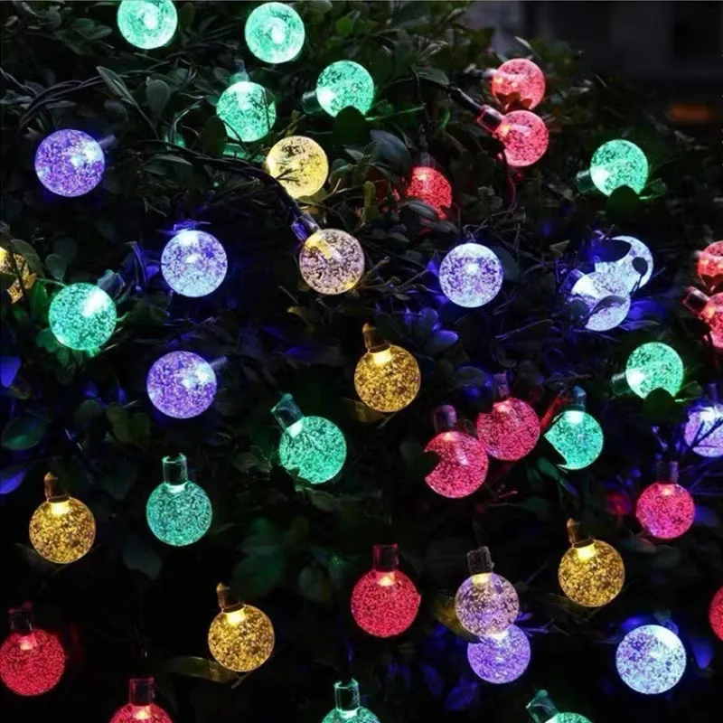 LED Solar String Lights Outdoor 60 Leds Waterproof Crystal Globe Lights with 8 Modes Garden Light for Patio Party Tree Decor