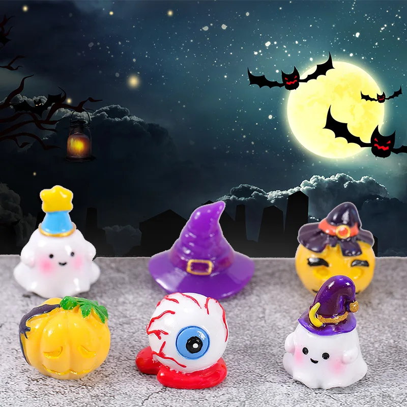 

1Set New Halloween Ornaments Microscape Ornaments Creative Scary Eye Cute Spooky Bat Pumpkin Desktop Decorations
