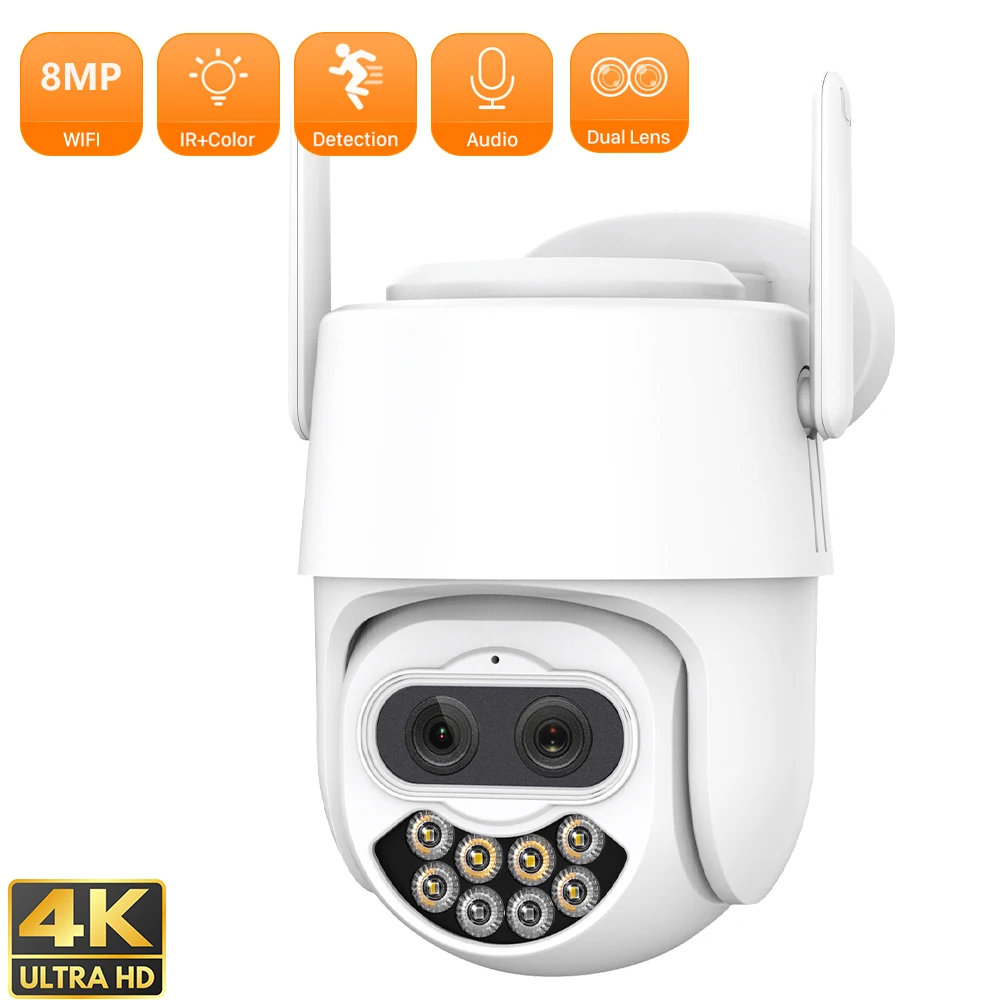 

4K 8MP Dual Lens IP Camera Smart Home Human Tracking Outdoor WiFi Camera ICSEE Security Protection Surveillance Camera Monitor
