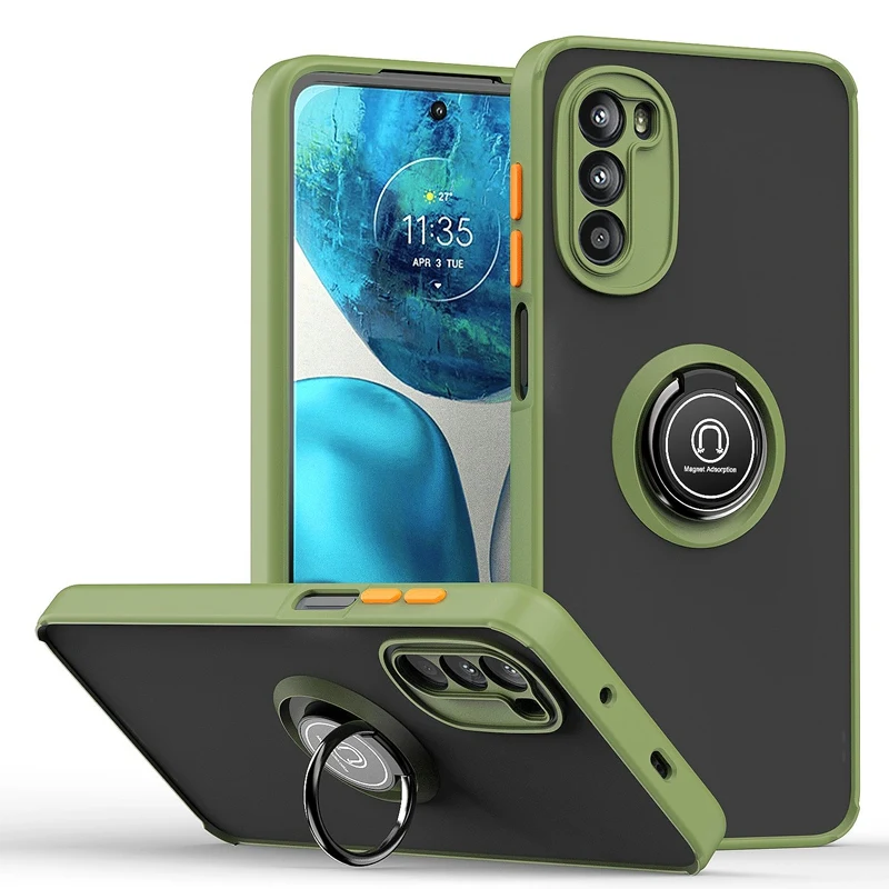Versatile Silicone Ring Holder Phone Case - Durable Hard PC Cover with Built-In Stand
