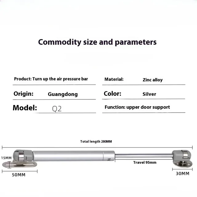 Molle A Gas Per Ante Armadi - 2 Pezzi Da 200N - Sollevamento Assistito Nero - Foto 2