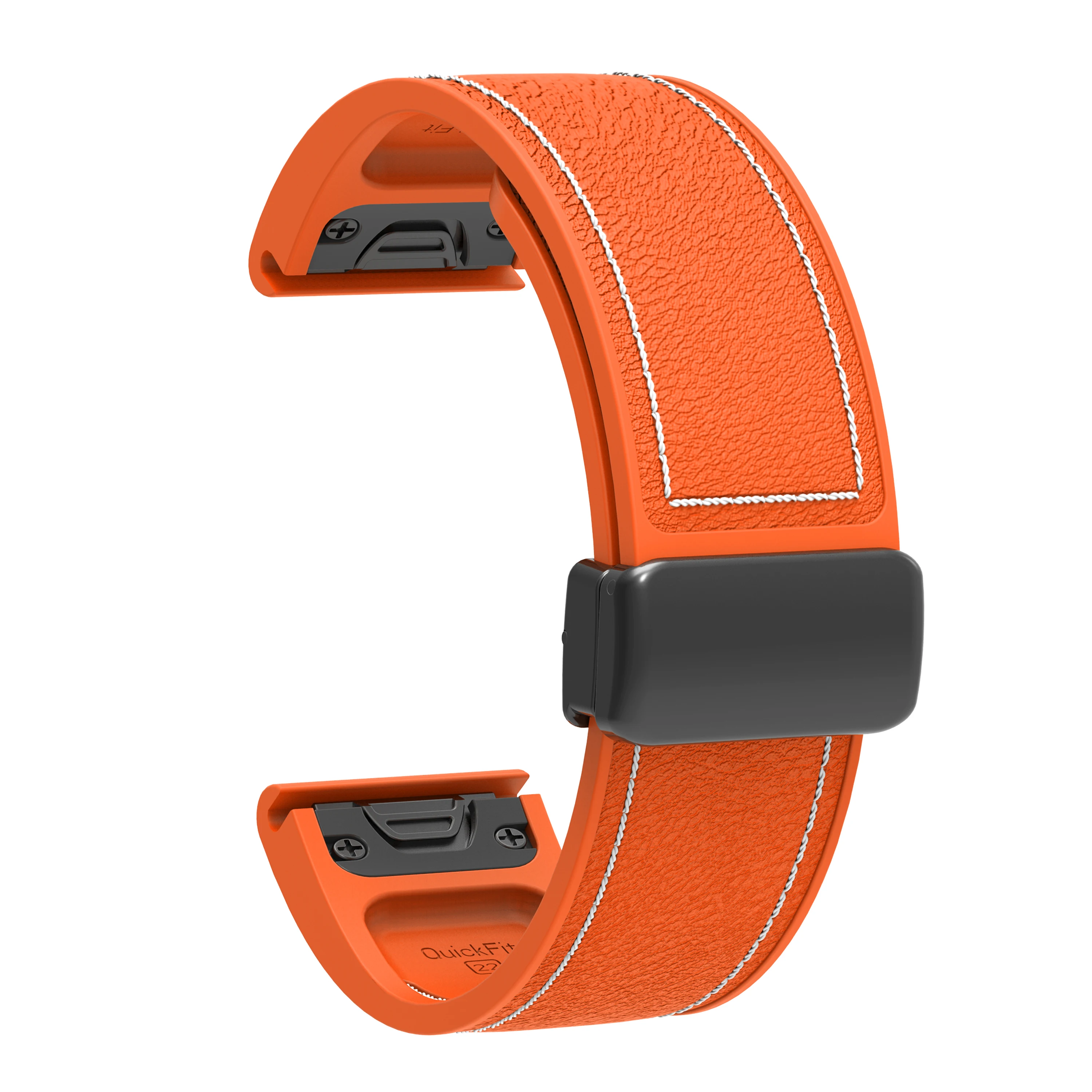 Folding Magnetic Silicone Watch Strap with Quick-Release Stitching Design