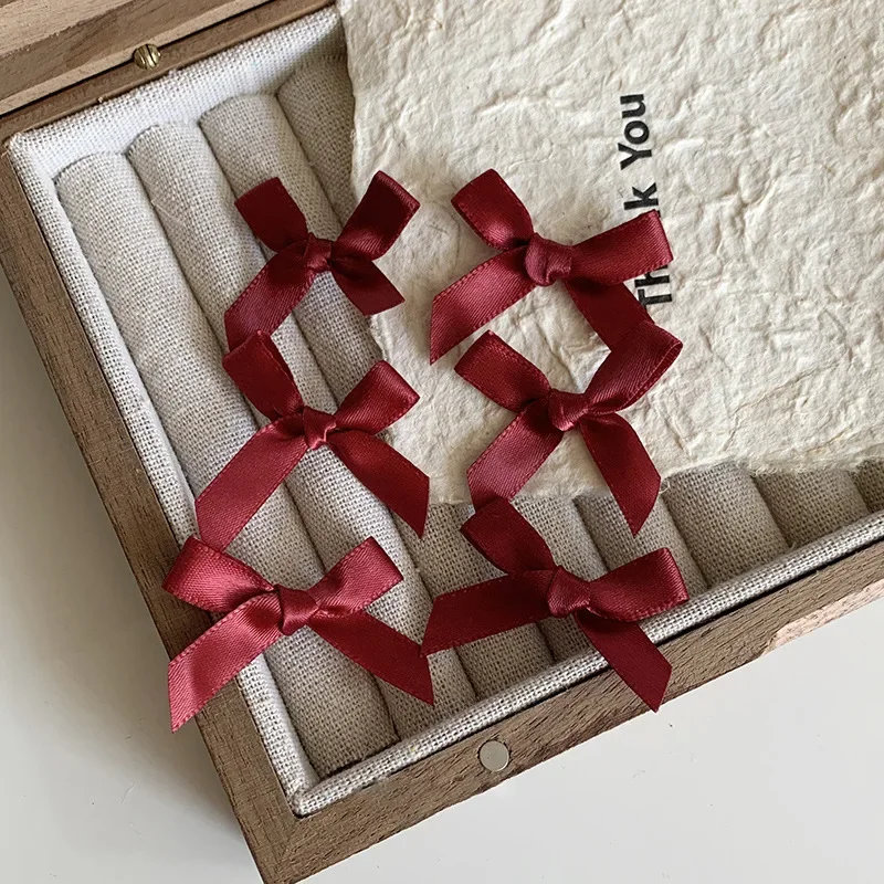Set of 10 Ballet-Style Mini Bowknot Hair Clips - Sweet Ribbon Bow Hairpins in Pink, White, and Red
