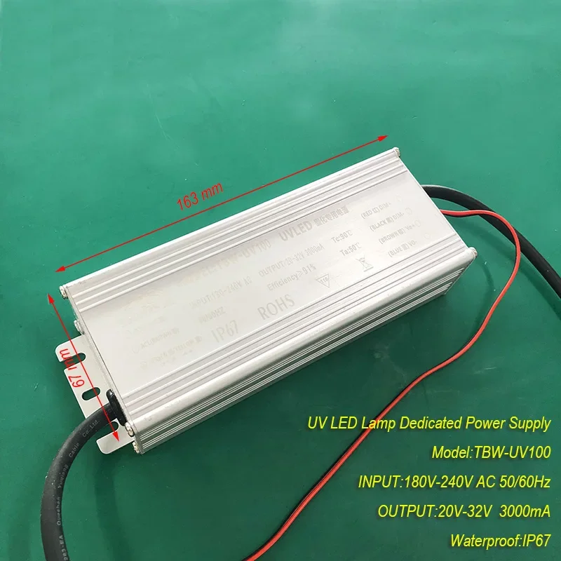 

3A 100W IP67 Waterproof Constant Current Source For UV LED Module Gel Curing Lamps INPUT AC 110V-240V OUTPUT DC 20V-32V 3000 Ma
