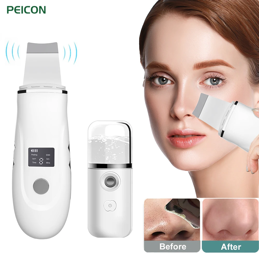 

Ultrasonic Skin Scrubber Facial Peeling Cavitation Blackhead Remover Pore Acne Spatula Ultrasonic Face Cleaning Skin Scrubber