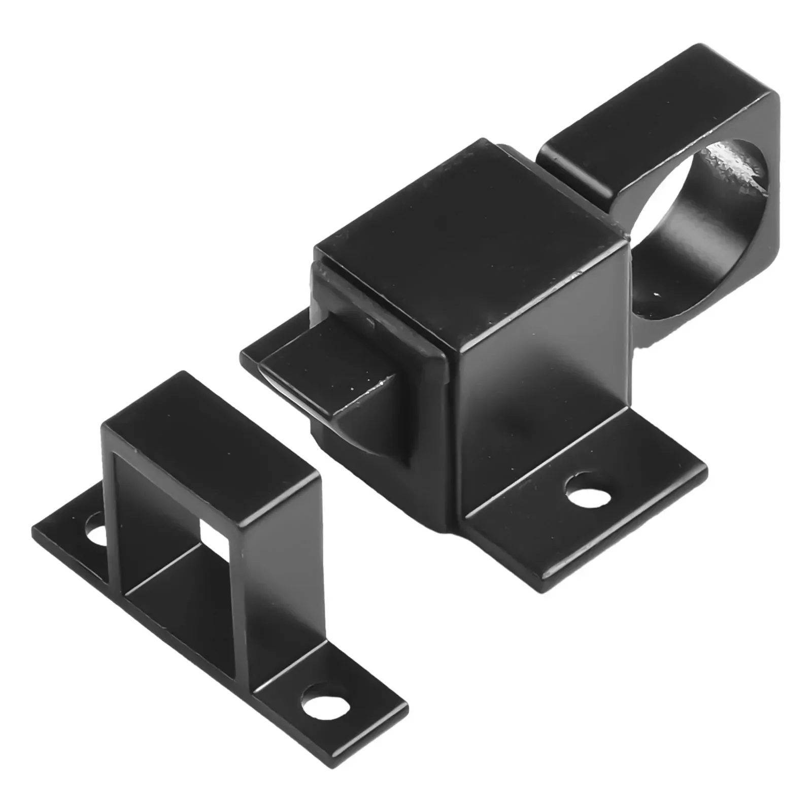 Door Bolt Latch Aluminum Alloy Black White Window Gate Security Pull Ring Spring Bounce Door Bolt Automatic Latch Lock