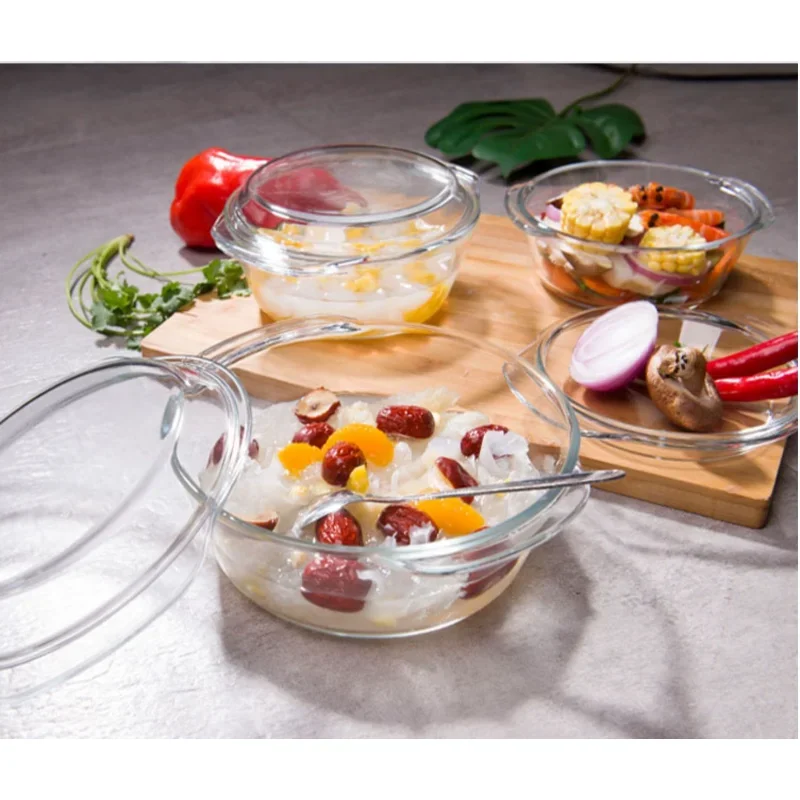 Cold-resistant and heat-resistant transparent glass pot with lid environmental-friendly lead-free and high-temperature resistant