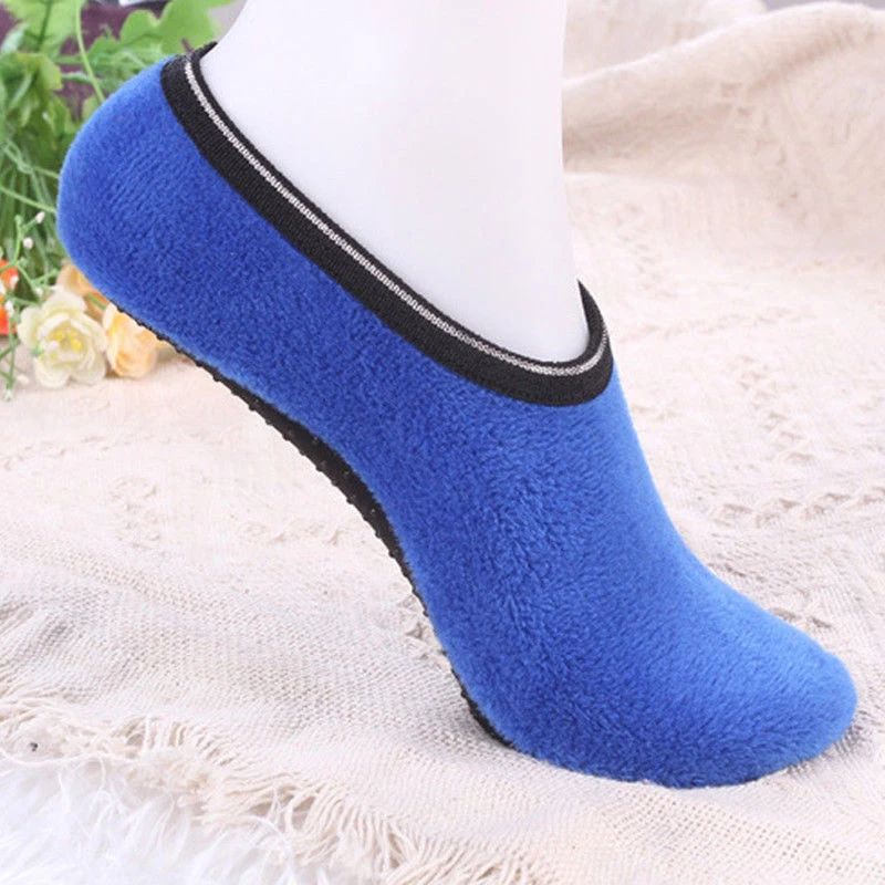 Floor Shoes Boat Socks For Women Winter Warm Cotton Plush Breathable Non-Slip Socks Solid Female Indoor Slippers Short Socks