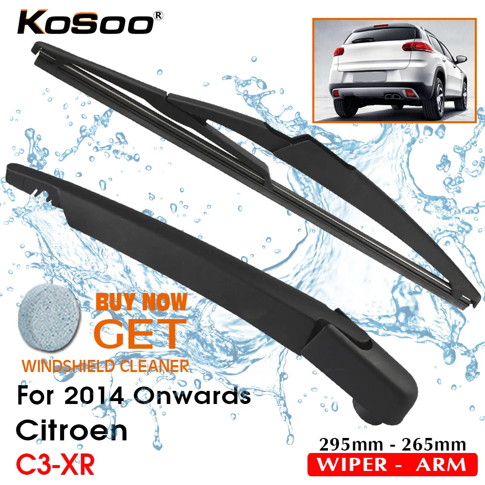 

KOSOO Auto Rear Car Wiper Blade For Citroen C3-XR,295mm 2014 Onwards Rear Windshield Wiper Blades Arm,Car Styling Accessories