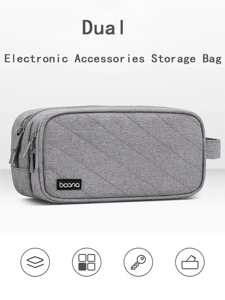 Powerful Dual Layer Cable Organizer Bag For Laptop Accessories With Quick Access