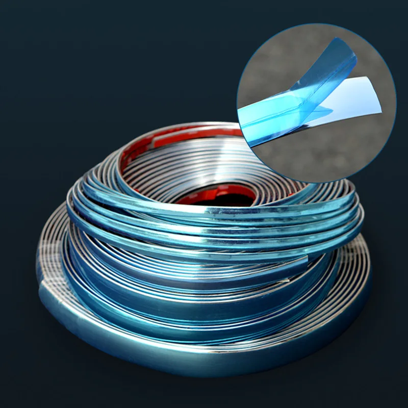 Car Window Trim Stickers Car Window Trim Car Window Protector Strip Car Bumper Accessories Blue Film Car Window Chrome Bright Strip Front Bumper Anti-Collision Strip Body Frame Body Modification Medium Mesh Trim