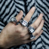 WLP 2023 Fashion Mini Quartz Watch Clock Finger Rings for Men Women Elastic Strap Punk Gothic Couple Roman Ring Jewelry Gift - Image 5