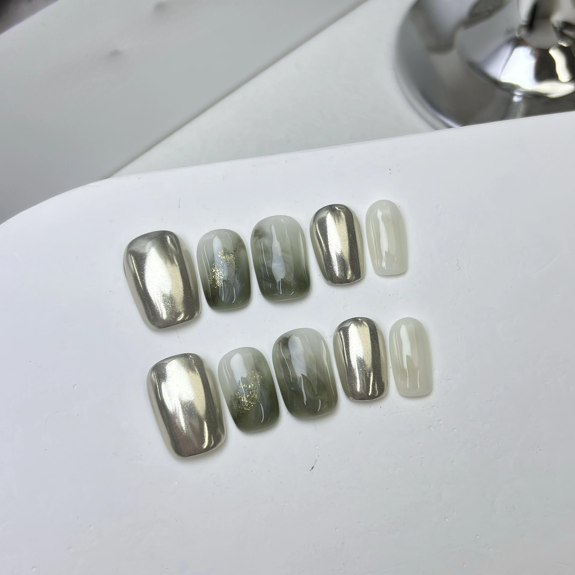 10개입 와인 레드 스퀘어 핸드메이드 프레스온 네일 겨울용 가짜 손톱 간편 착용 스티커형 네일 팁