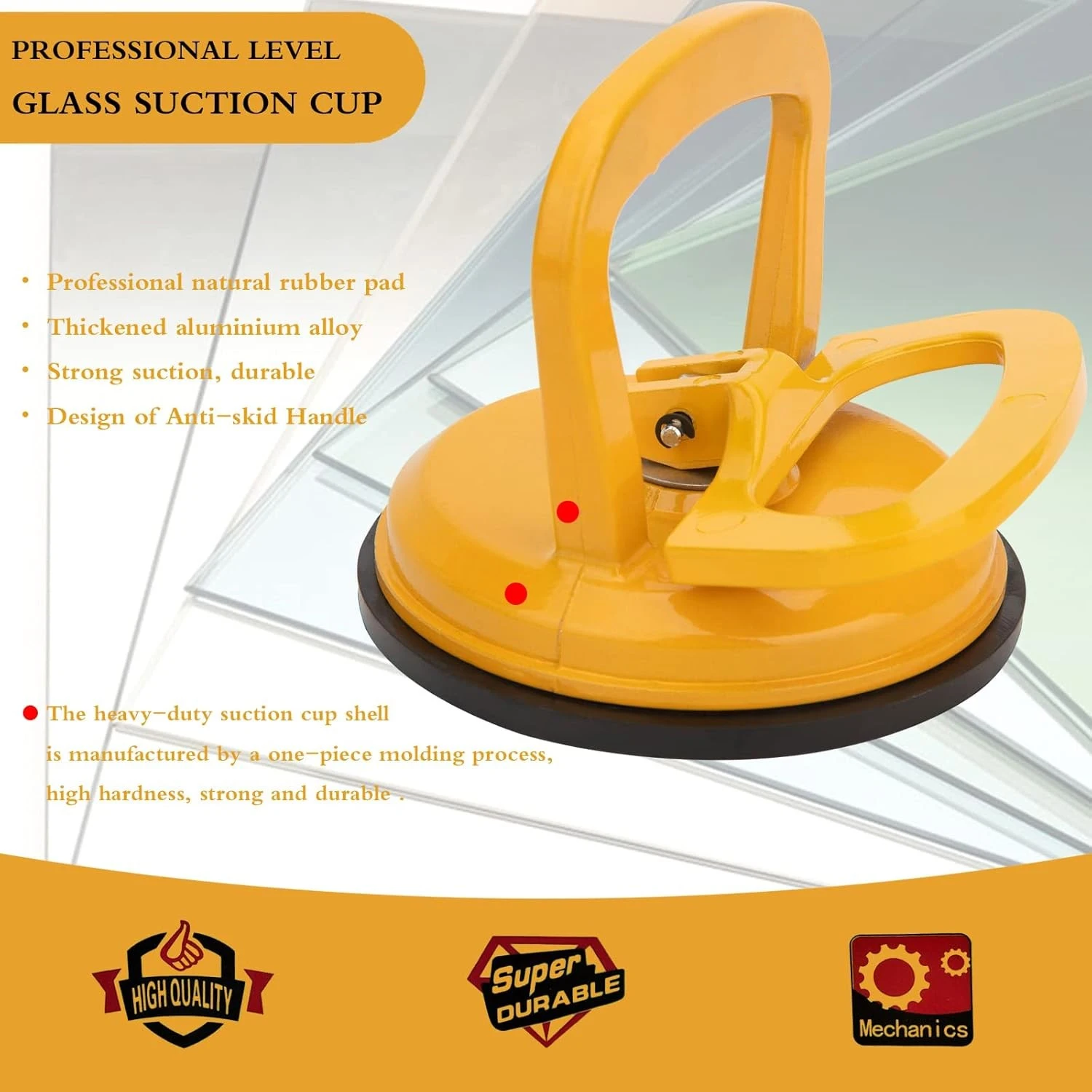 1-3 Suction Cups Heavy Duty Aluminum Vacuum Plate Handle Glass Holder Hooks to Lift Large Glass/Tile Lifter/Moving Glass/Pad