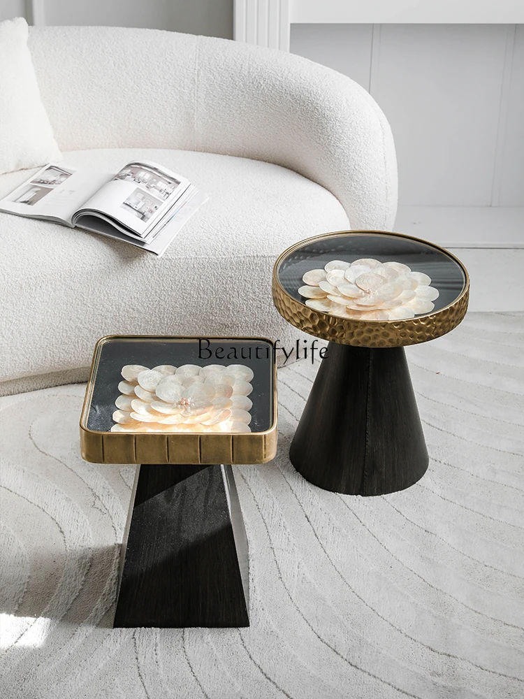 

Original Medieval Shell Side Table Art Home Storage Table