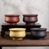 Ceramic Succulent Flower Pot Red Stoneware Flower Pots with Drain Hole Chinese Style Bonsai Pot Crafts Plant Pot Home Decor 6