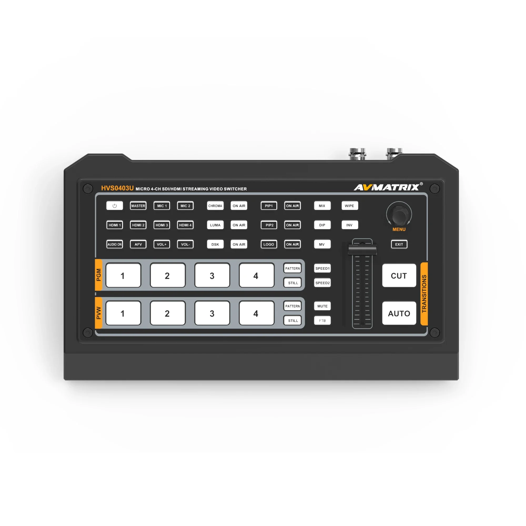 AVMATRIX 마이크로 SDI HDM 비디오 믹서 지지대, 라이브 스트리밍 스위처 비디오용 자동 감지, HVS0403U, 4 채널