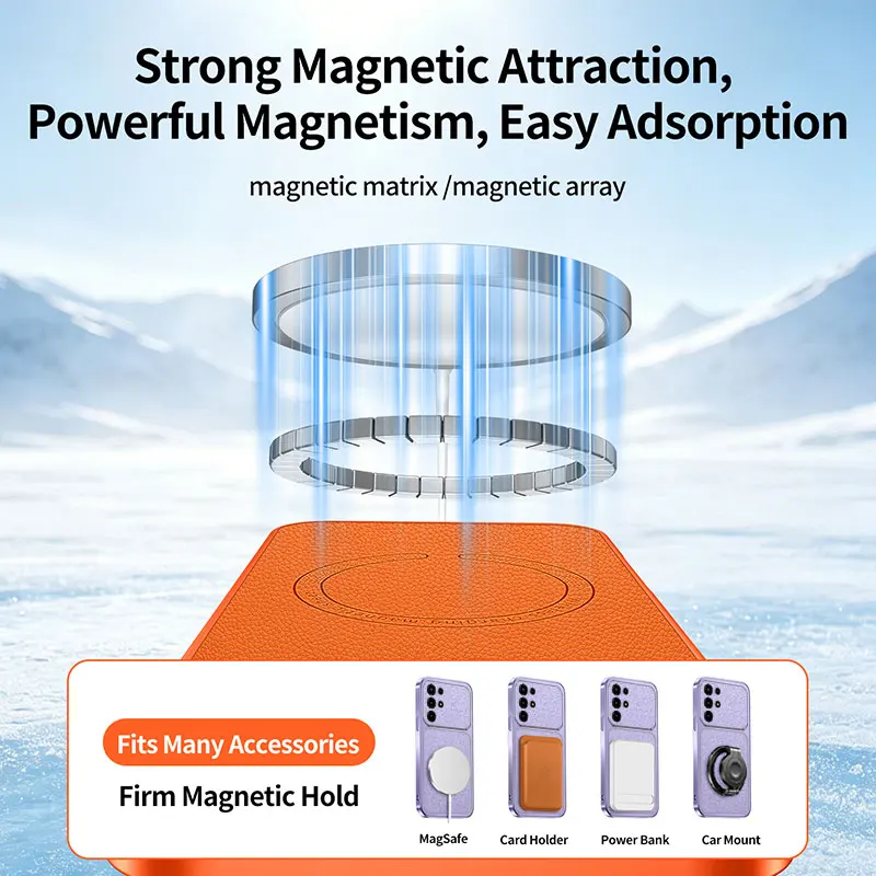 Luxury Leather Texture Magnetic Wireless Charging Shockproof Soft Back Cover for Super 26 Ultra / S25 Ultra