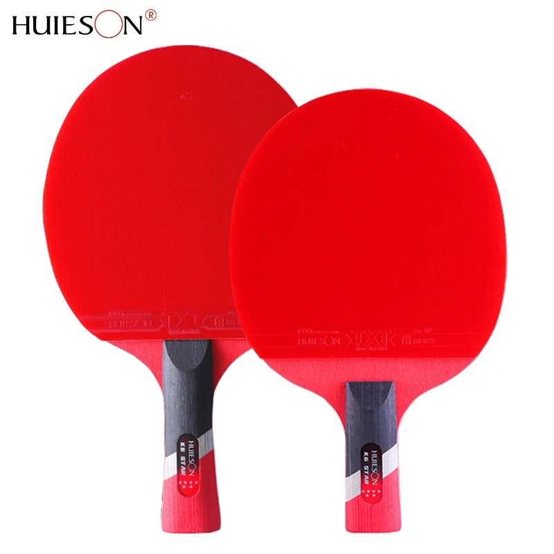 

Huieson K6 6-Star Table Tennis Racket 7 Plys Pure Wood Blade Ping Pong Paddle with Double Pips-in Rubber for Beginner Training