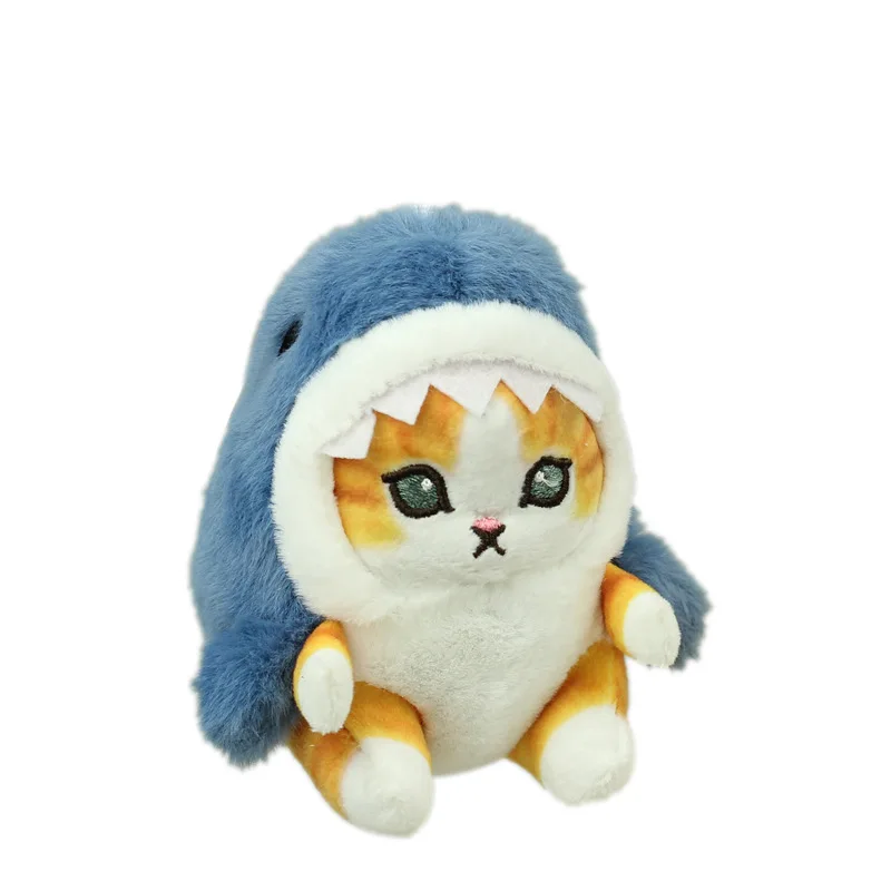 11CM Cute Kawaii Pendant Keychain Cloth Plush Doll Little Shark Cat Soft Toys Room Car Bag Decoration Key Rings Birthday Gift 5