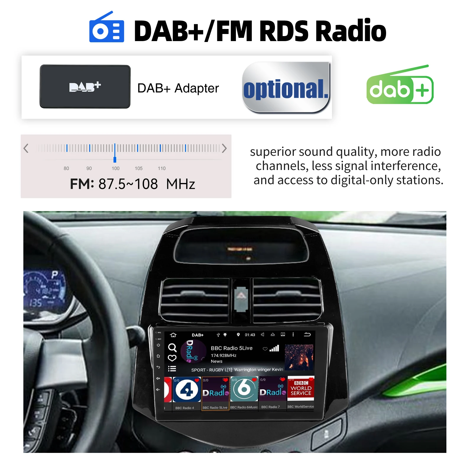 Autoradio ESSGOO Android 15 9 Zoll 4+64G 2+32G Für Chevrolet Spark 2010-2014 GPS Navigation Wireless CarPlay Android Auto WIFI RDS FM 6+128G Bluetooth Lenkradsteuerung Mirror Link Touchscreen – Detail 21