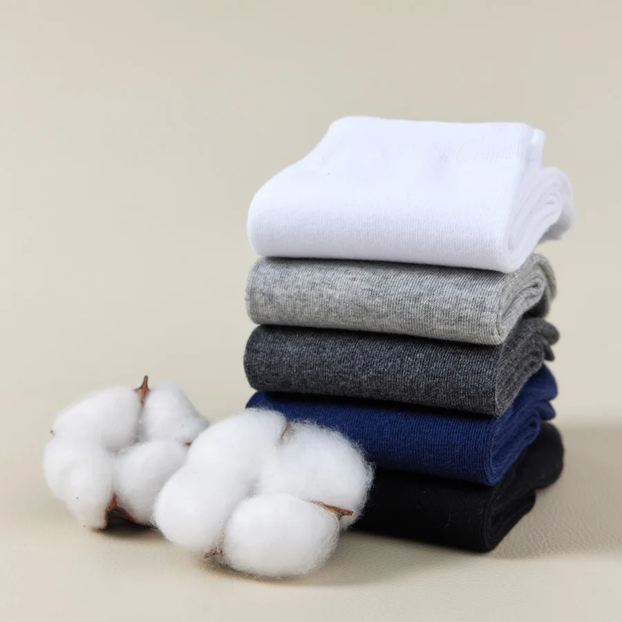 Cotton Socks 10 Pairs Men's Black Business Soft Breathable Summer Winter for Male Plus Size 38-47