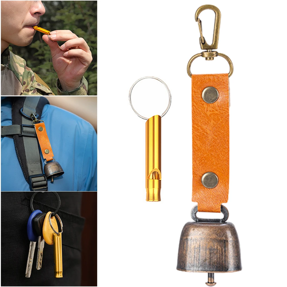 Loud Bear Bell with Emergency Whistle Set with Magnetic Silencer Bear Repelling Bell Hanging for Deterrent
