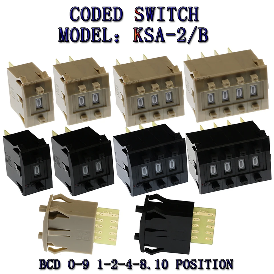 Uxcell 10 Pcs 0-9 Digits Single Unit Pushwheel Thumbwheel Switch 33mm X ...