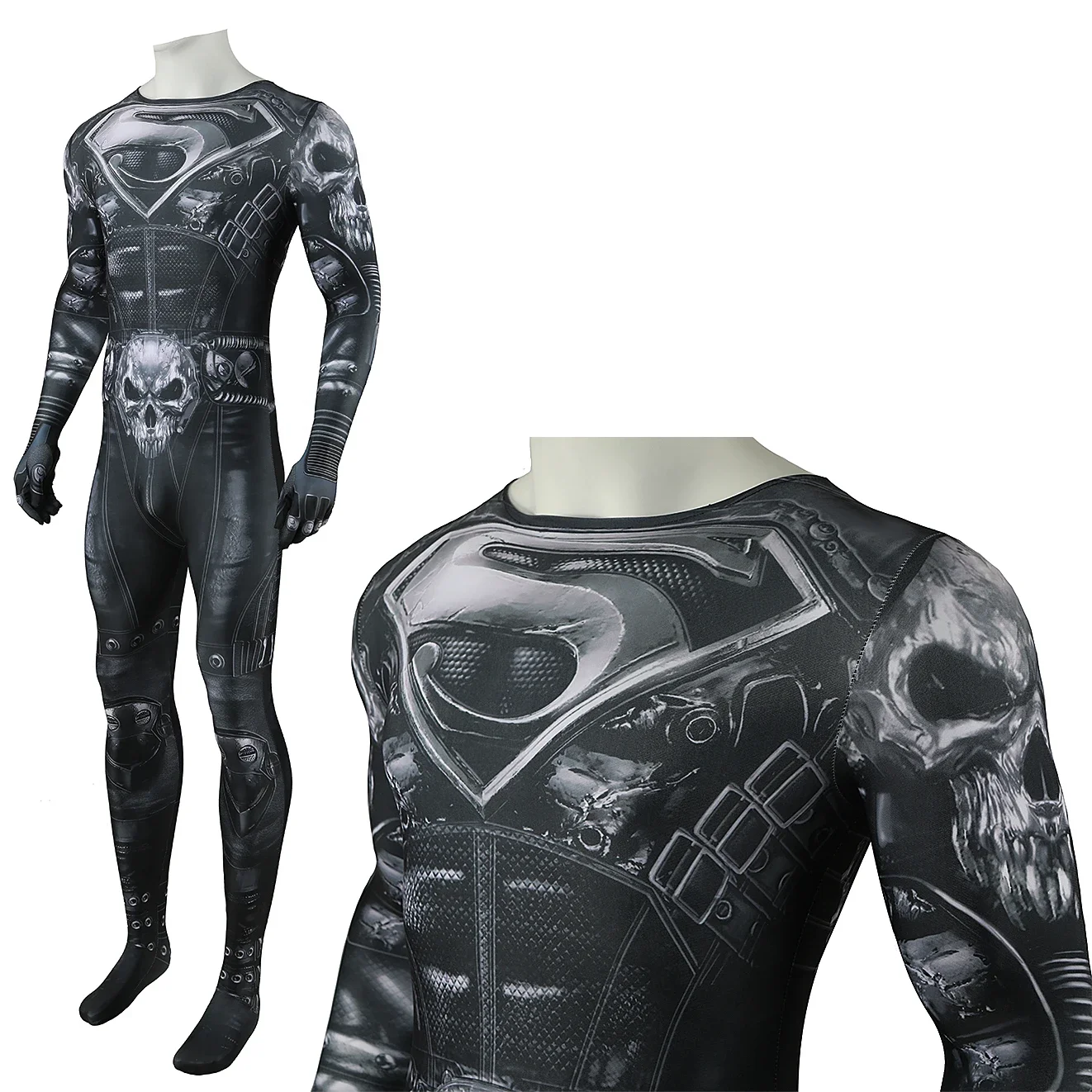 Dark Night: Metal Superman (The Devastator) | Spandex Bodysuit Cosplay Costume 32 DC-Inspired Superman Spandex Bodysuit Cosplay Costume for Adults and Kids