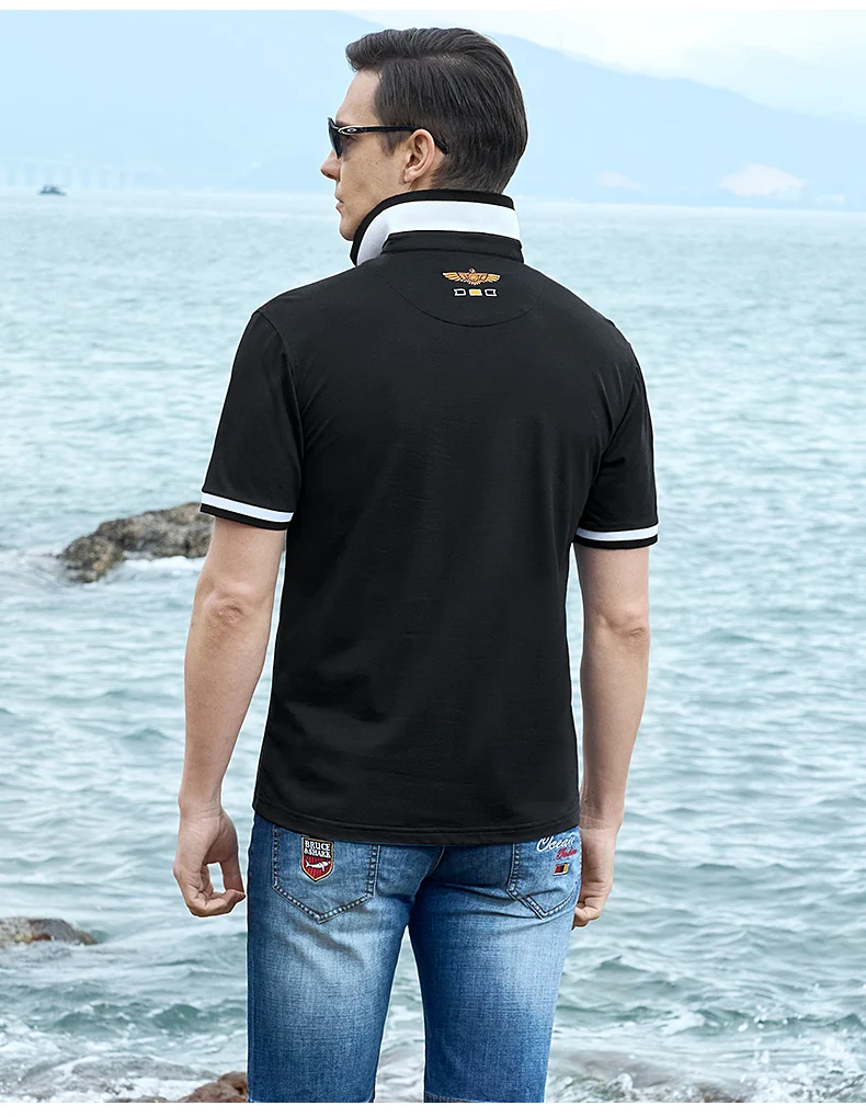 New Summer Straight Men's Business Polo Short Sleeved Bruce&Shark Fashion Mercerized Cotton T-shirt Man Breathable Big Size 4XL 29 S36688ea1a0d8404f8aa52ca32e80396cA