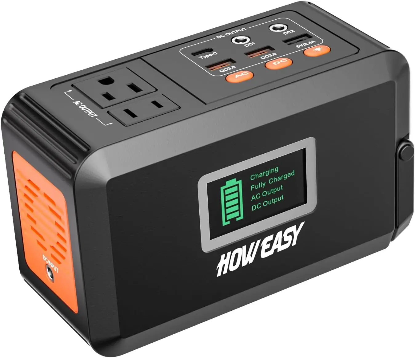 HOWEASY 120W Portable Power Station, 88Wh Solar Generator, Lithium Battery Power with 2 110V AC (Peak 150W) Socket/ 2 DC Port