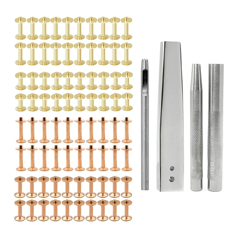 300 Sets Leather Rivets Double Cap Rivet Tubular Metal Studs With Punch  Pliers Fixing Set Tools For Diy Leather Craft