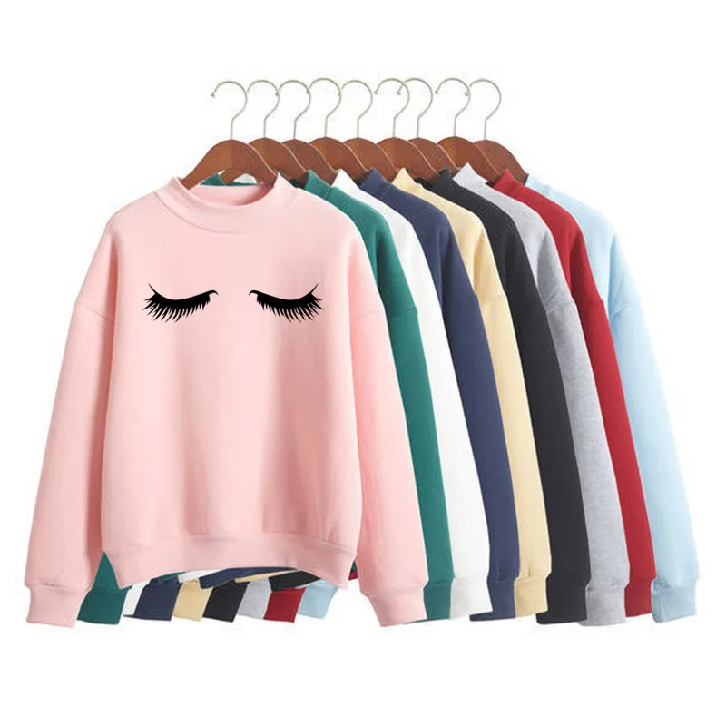 

Eyelashes Makeup Lashes Mascara Print sweatshirt Women long Sleeves Fashion Streetwear hoodies Girl Harauku Clothes Drop Ship