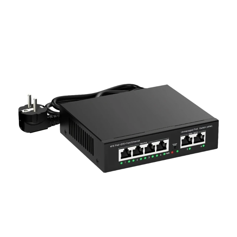 4 포트 POE 네트워킹 스위치 100Mbps 2 원활한 연결을 위한 추가 포트 금속 하우징