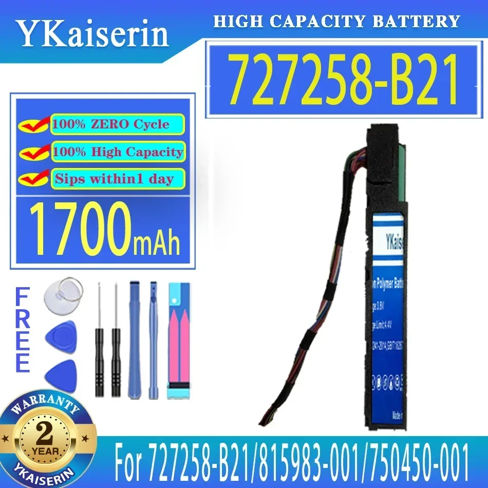

YKaiserin Battery 727258B21 1700mAh for HP 727258-B21/815983-001/750450-001/878643-001 96W SMART STORAGE Bateria