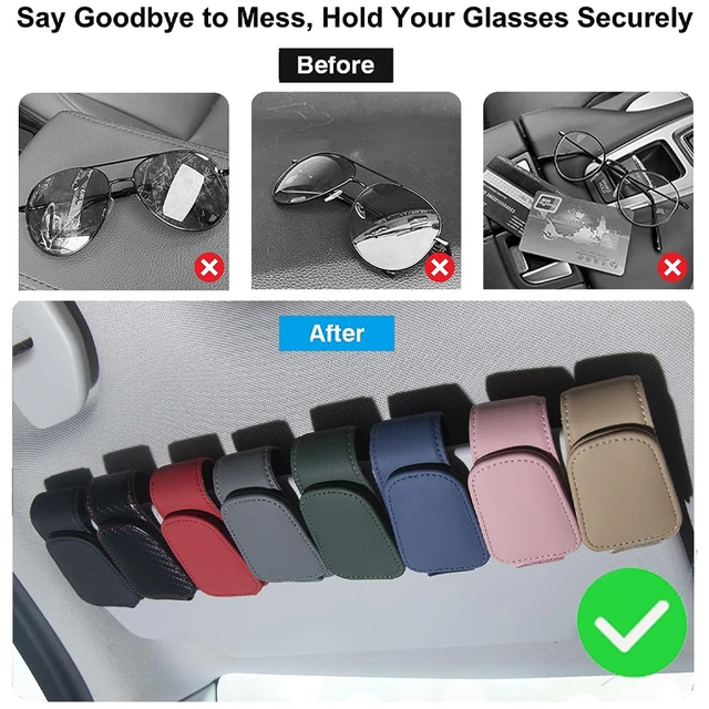 Caja de gafas de parasol de coche Universal para coche, Clip para gafas de  sol, soporte para tarjeta, estuche de bolígrafo, accesorios para coche -  AliExpress