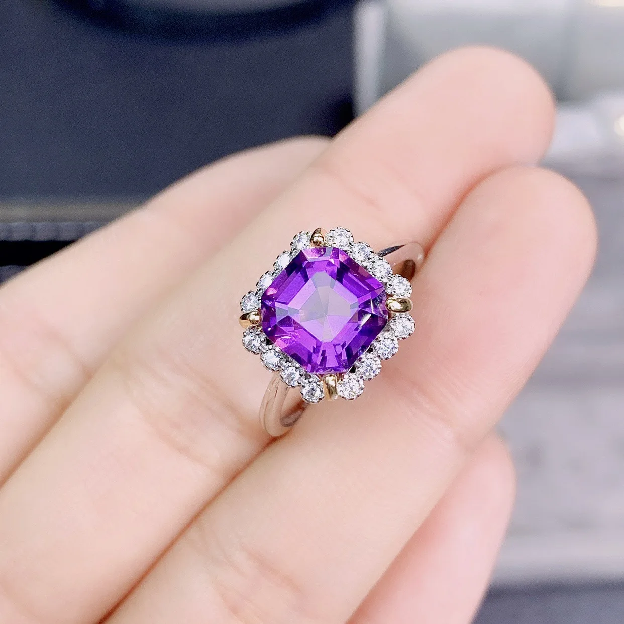

DIWENFU 925 Silver Sterling Amethyst Jewelry open Rings for Women Anillos De Bizuteria Silver 925 Jewelry Amethyst Gemstone Anel
