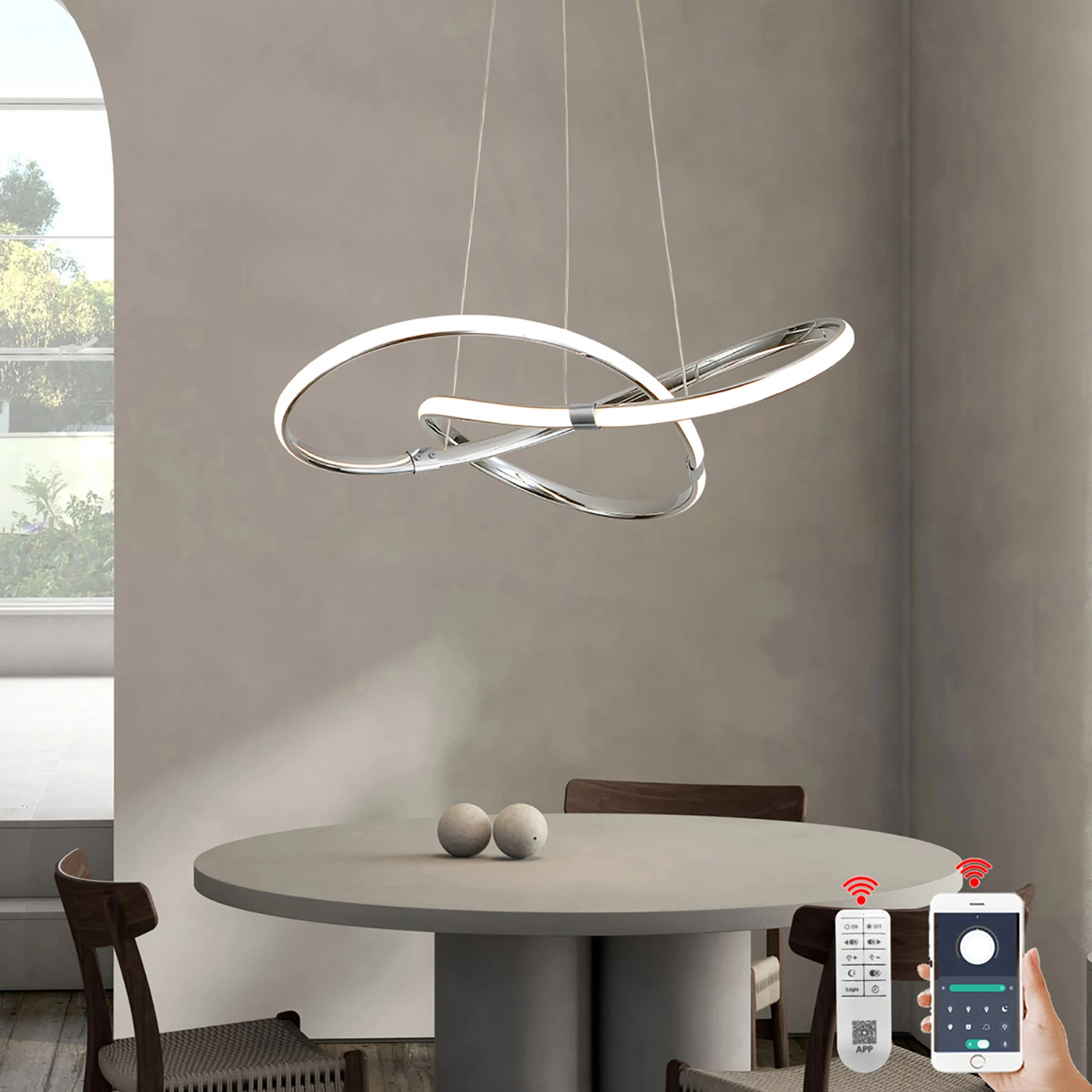 Modern Chandeliers led chandelier ceiling chandelier led pendant light For Dining room Kitchen Modrom led pendant lights Gold/chrome/black Ceiling hanging lamps D54cm W/remote