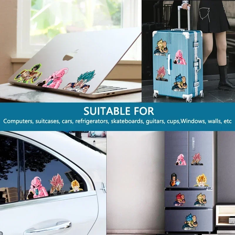 DRAGON BALL NARUTO Anime 3D Lenticular Sticker Goku Vegeta Waterproof Decals for Car Refrigerator Skateboard Etc kids Gifts cartoon stickers