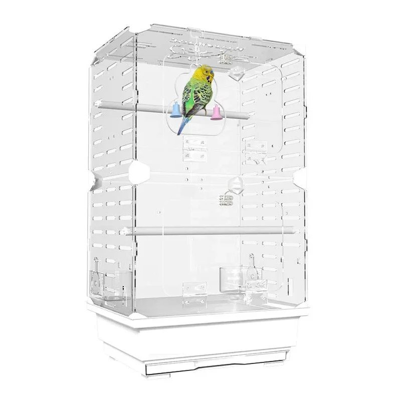 

Transparent Birds Cage Foreground Ornamental Bird Cage Standing Bird House Breeding Flying Acrylic Crate Parrot Nest for Home