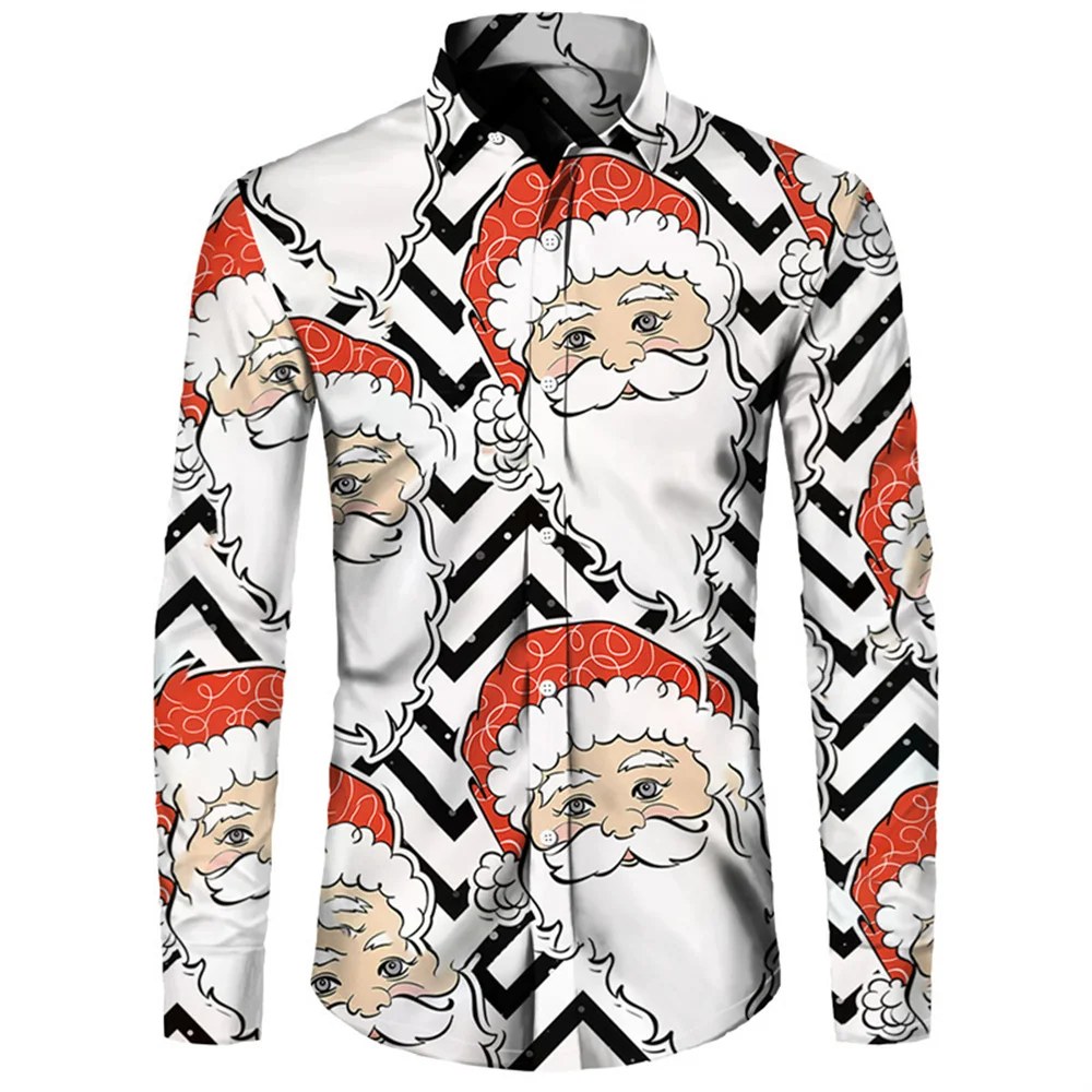 New Fashion Party Top Men's Polo Neck Long Sleeve Christmas Printed Cardigan Shirt Casual High Quality Comfortable Soft Fabric popular couple long sleeve hoodies serial experiments lain printed hot sale classic casual cotton high quality hip pop new wears