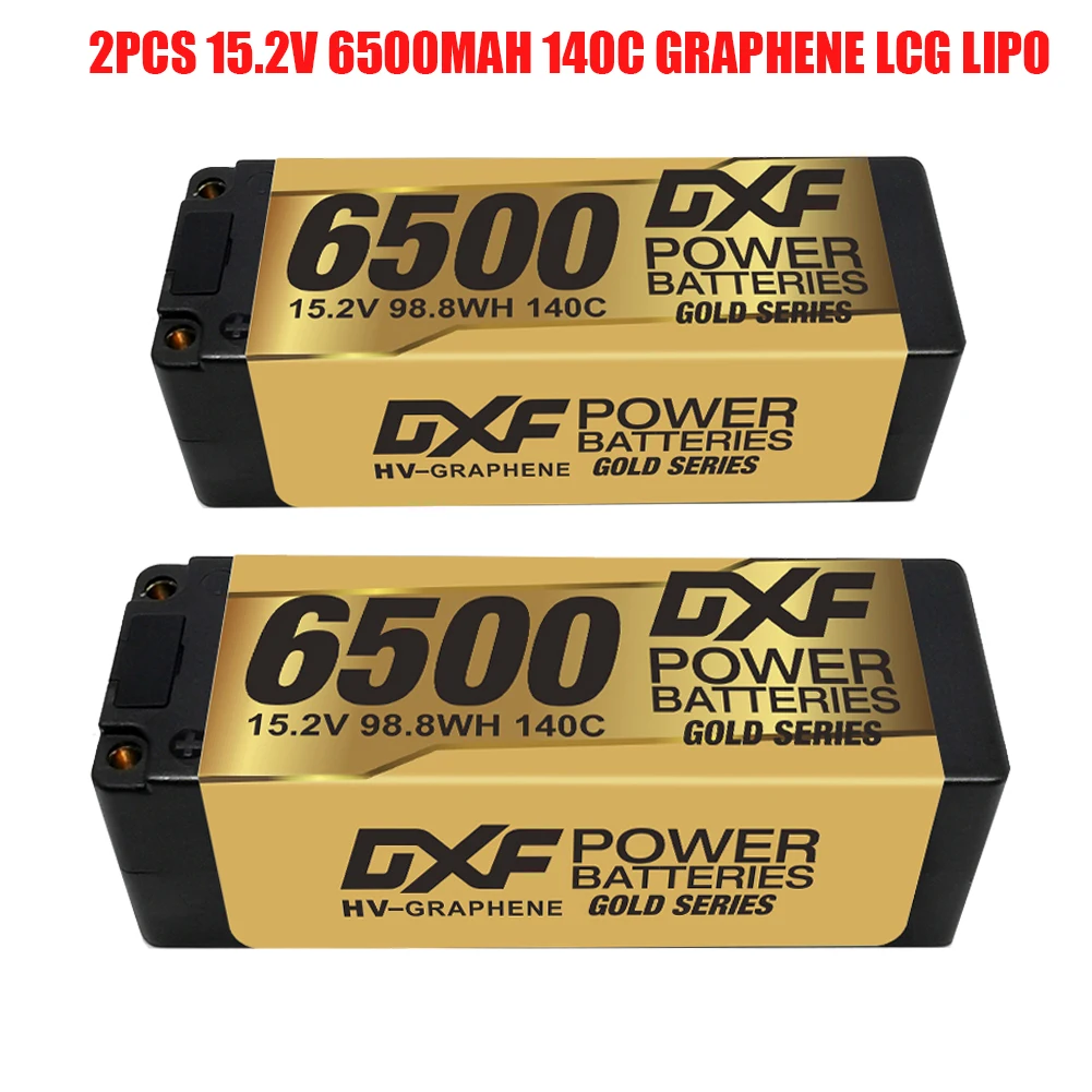 

DXF 1/2PCS Hardcase 4S Lipo Battery 15.2V 140C Graphene LCG 6500mah Gold Version XT60 EC5 TRX XT90 for 1/8 Buggy Truck Off-road