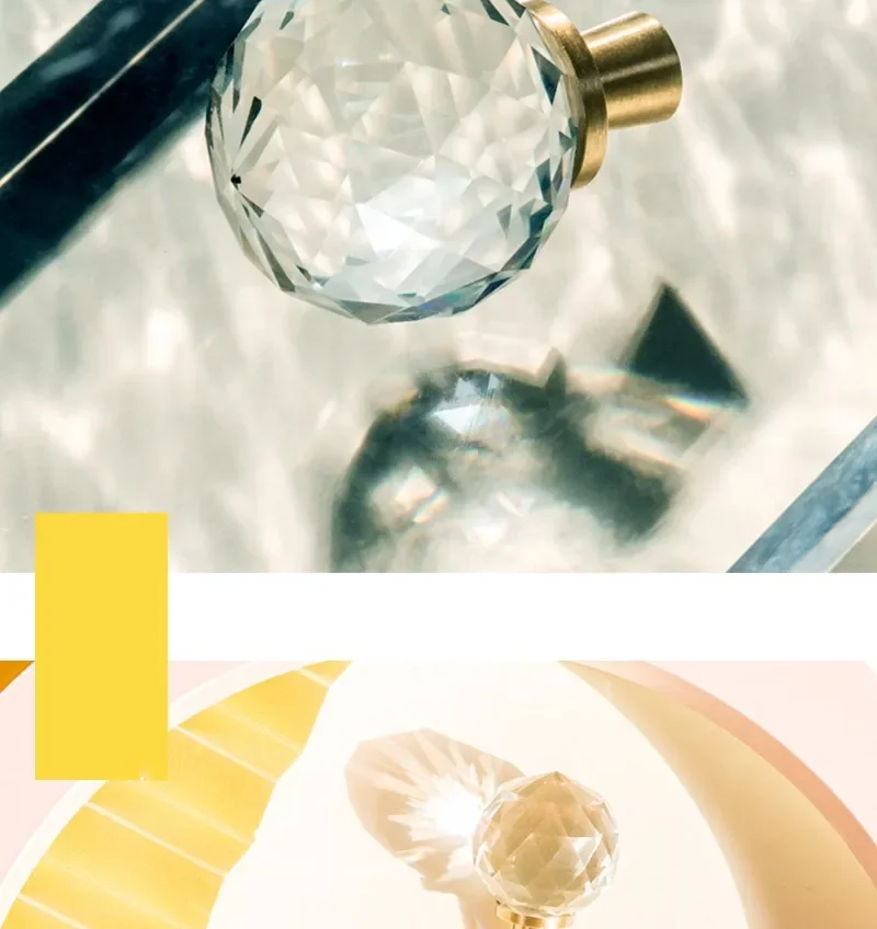 Description Picture 2 of itemCrystal Wardrobe Door Handle High-end Multi-faceted Cabinet Light Luxury Modern Transparent Brass Handle Household Hardware